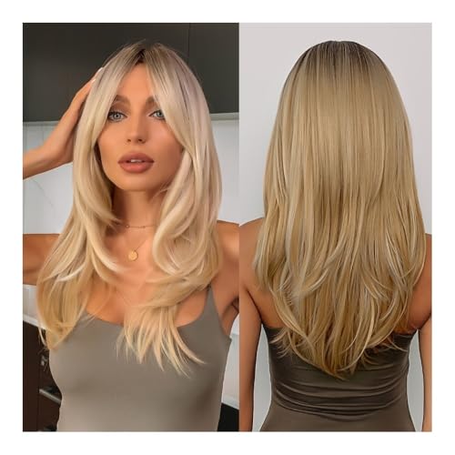 Perruques cheveux humains frange dorée dégradée micro-rouleau femme