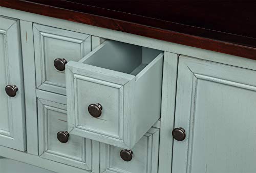 Zsq Buffet Table, Cambridge Series Sideboard Table With Bottom Shelf, Console Table Dining Room Server, Entry Table Buffet Cabinet Sofa Table (Antique Blue) #TOP4