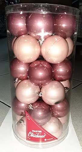 Kit 30 Bolas Enfeite Natal Lisa/Brilho Rose 6CM