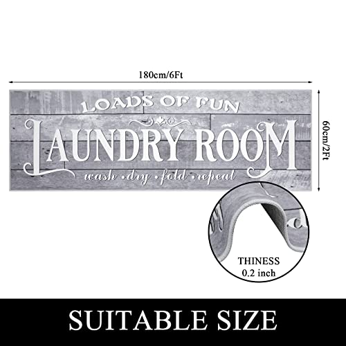 Ileading Laundry Room Rug 2'X6' Farmhouse Machine Washable Washroom Mat Non Slip Mudroom Mat Grey Entryway Carpet For Kitchen Floor Hallway Petmat #TOP1