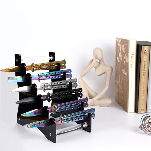 WANLIAN knife stand,Knife display stand,Acrylic knife display case, collectible knife display stand, knife collection display stand, for pocket knife organizer& Display hut home decoration (Black)