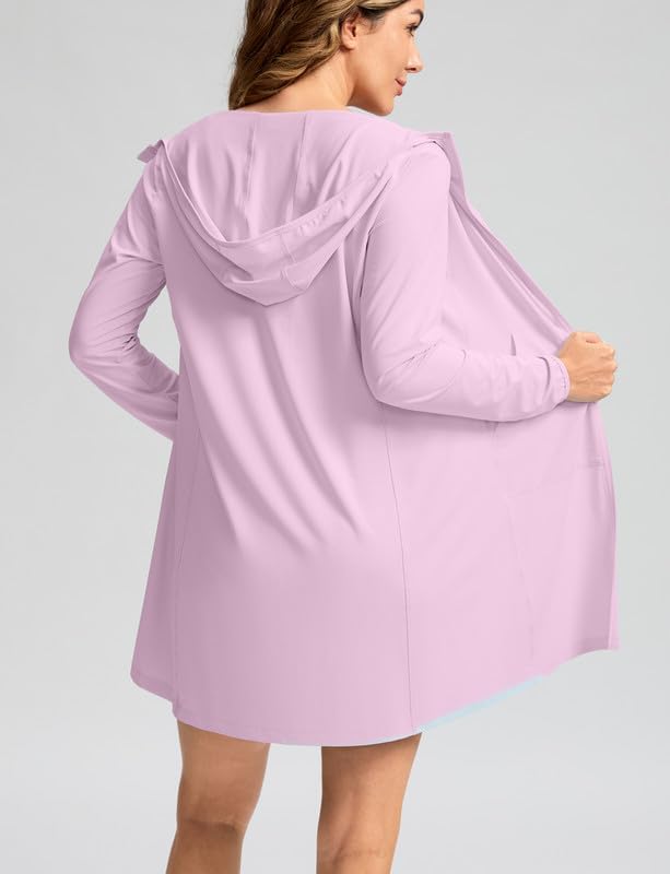 Women's UPF 50+ Swim Cover Up Sun Protection Hoodie Long Jacket SPF Lightweight Beach Cover Ups for Women - Image 2