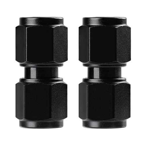 Ucreative 6AN Female to 6AN Female Straight Swivel Coupler Union Fitting Adapter Aluminum Black 2PCS