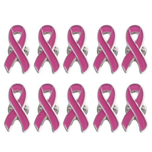 10Pcs/set Pink Ribbon Enamel Brooches Cancers Awareness Hope Lapel Pin