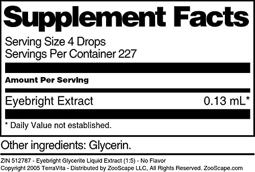 Miniatura 3 de Eyebright glycerite Extracto de líquido (1 5)sin sabor (1oz, zin 512787), 1 Ounce, 3