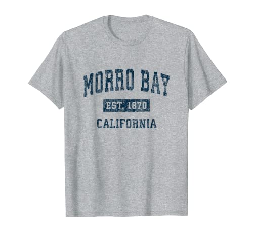 Morro Bay California CA Diseño deportivo vintage estampado azul marino Camiseta