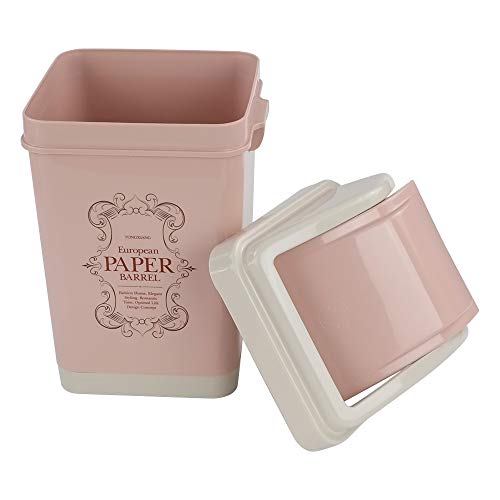 Eudokky Papelera de Plástico con Tapa, Papelera Pequeña, Cubo de Basura (Rosa)