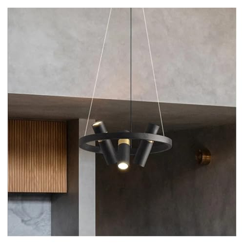 Chandelier LED industriel moderne noir pour table de salle à manger