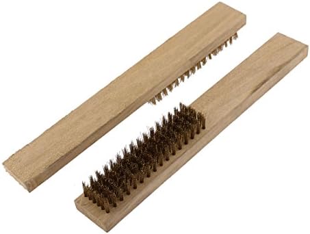 Aexit 22cm Length Painting Supplies & Wall Treatments 6 Rows Wood Handle Brass Wire Brush Cleaner Paint Rollers 2 Pcs