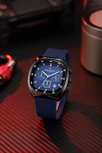 Image of Daniel Hechter Paris Bercy Collection Modern Multi Functional Watch for Men with Square Dial and Silicon Band-DHM1001