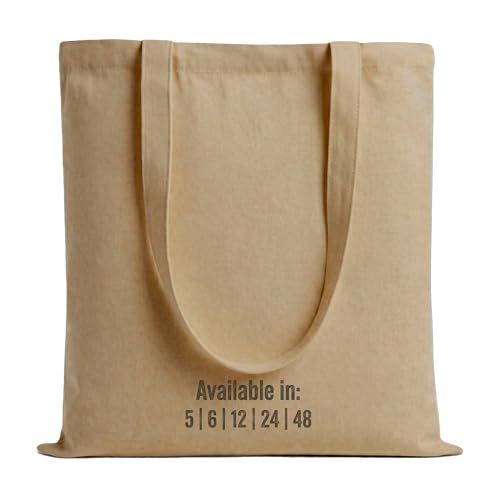 Salt Earth 5| 6| 12| 24| 48| 100| 200 Pack Canvas Tote Bags Bulk Lightweight Bulk Reusable Totes for Grocery Shopping Cloth Bags Suitable for DIY Advertising Promotion Gift Beach Travel(12 Pack)