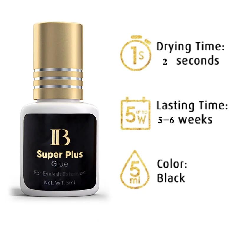 Pegamento para pestañas IB iBeauty de 5ml para extensión de pestañas. 5 gramos. Fabricado en Corea. Calidad profesional con fuerte adherencia (Super Plus 1 unidad (Dorado))