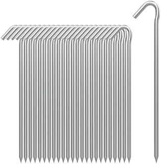 AAGUT Yard Tent Stakes Heavy Duty 9 Inch 25 Piece Galvanized Steel Tent Pegs Canopy Garden Stakes, 6Ga Metal Tent Ground Stakes for Outdoor Camping(OeTentPegsW9_25_UK)