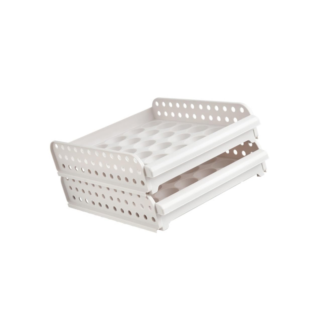 Caja de Huevos Apilable de Plástico Pp, 2 Niveles, 30 Compartimentos