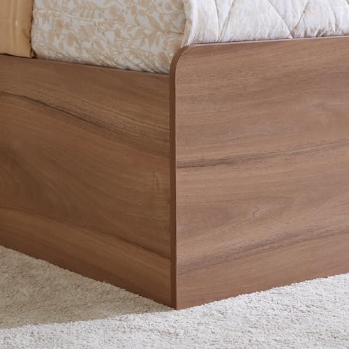 Image of Home Centre Leon Bond King Bed with Hydraulic Storage (PU Paint Finish) - Brown, Engineered Wood