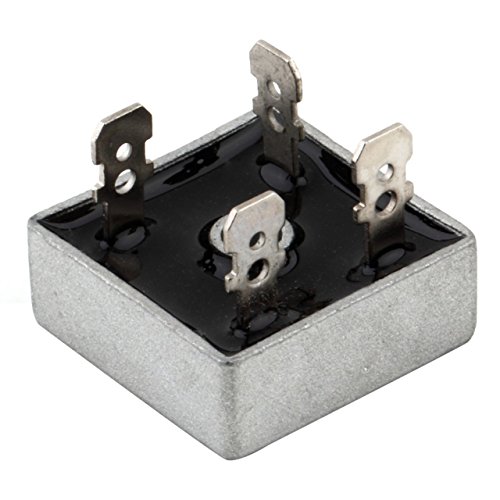 KBPC5010 Rectificador de puente de 1000 voltios 50 A 50A Caja de metal para disipación de calor 1000V Puente de diodo de fases individuales de forma cuadrada (plateado y negro) Jasnyfall