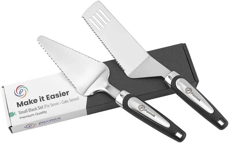 Pie Server Spatula and Cake Slicer Set with Luxury Gift Box, Black Stainless Steel Set – Kitchen Essentials for Cutting & Serving Desserts, Brownies, Lasagna – Great for Anniversary, Christmas Spatula Pie Server Spatula and Cake Slicer Set with Luxury Gift Box, Black Stainless Steel Set – Kitchen Essentials for Cutting & Serving Desserts, Brownies, Lasagna – Great for Anniversary, Christmas Spatula