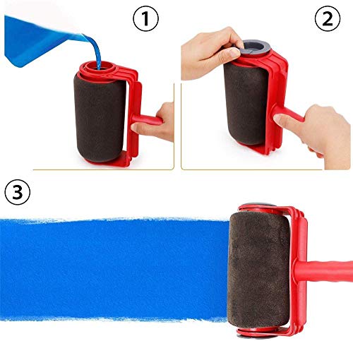 Farbroller-Set mit tropffreiem System, Verlängerungsstange, Eckschneider und Ausgießer, blau, leicht fließend, Profi-Pinsel-Set