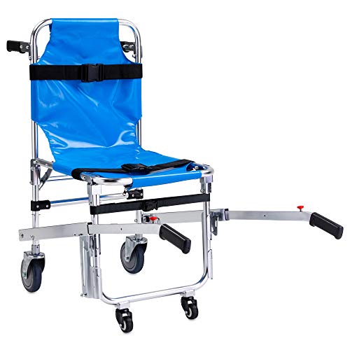 LINE2design Stair Chair 70010-BL EMS Emergency 4 Wheels Ambulance Firefighter Evacuation Medical Transport Chair with Patient Restraint Straps, 350 lbs Capacity, Blue 36″ x 21″ x 28″ - Thumbnail 2