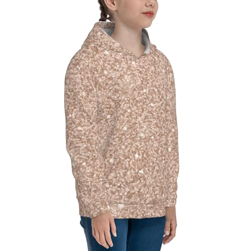Beige Sparkling Glitter Kids Pullover Hoodies Boys Sweatshirts Girls Athletic Clothes with Pocket3