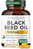 Black Seed Oil Capsules 1000mg, Organic Cold Pressed Black Cumin, High TQ, Immune & Joint Support, 120 Count (2 Month Supply)