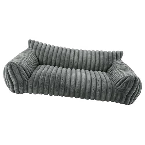 PUSOKEI Hundecouchbett für Kleine Hunde und Katzen, Warmes, Weiches Haustiersofa mit Rückenlehne, Ergonomische Dreiseitige Nackenstütze für Ganzjährigen Komfort (S 60 * 45 * 20cm)-3