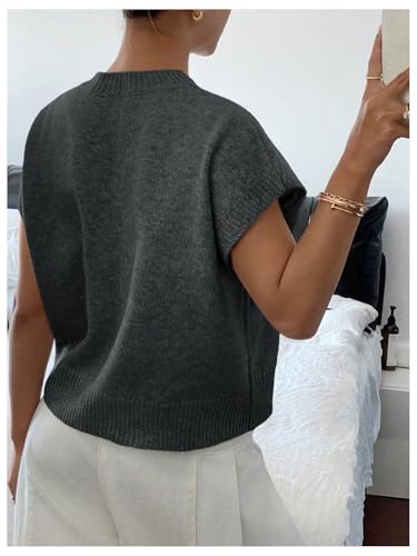 Image of SOLY HUX Women's Short Sleeve Sweater 3D Floral Sweaters Pullover Tank Tops Knit Vest Trendy Fashion Clothing