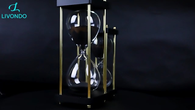 Clessidra 30 Minuti In Legno E Vetro - Sabbia Nera, Design Elegante | Per Decorazione Casa E Ufficio