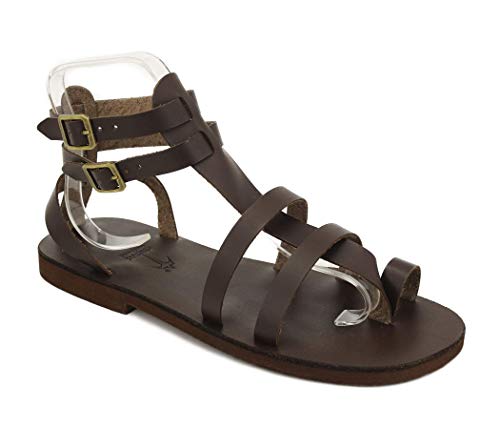 Men Leather Sandals Gladiator Greek Roman Style, Ankle Straps Toe Ring Sandals - FASCINATION3