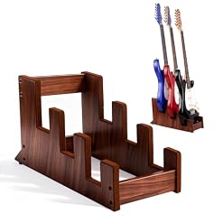 DIDA Wooden Floor Stand for Multiple Electric Guitars, 3-Holder, Space-Saving Floor Guitar Rack for Home, Studio, Stage, Multiple Electric Guitar, Bass Guitar Display (American Black Walnut) - Les Beatles, Paul McCartney, John Lennon, RIngo Starr, George Harrison