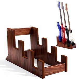 DIDA Wooden Floor Stand for Multiple Electric Guitars, 3-Holder, Space-Saving Floor Guitar Rack for Home, Studio, Stage, Multiple Electric Guitar, Bass Guitar Display (American Black Walnut) - Les Beatles, Paul McCartney, John Lennon, RIngo Starr, George Harrison