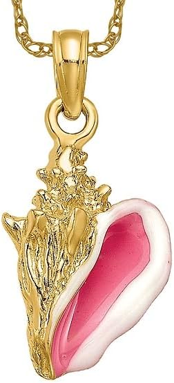 IceCarats 14K Solid Yellow Gold Conch Shell Necklace Chain Pendant Charm