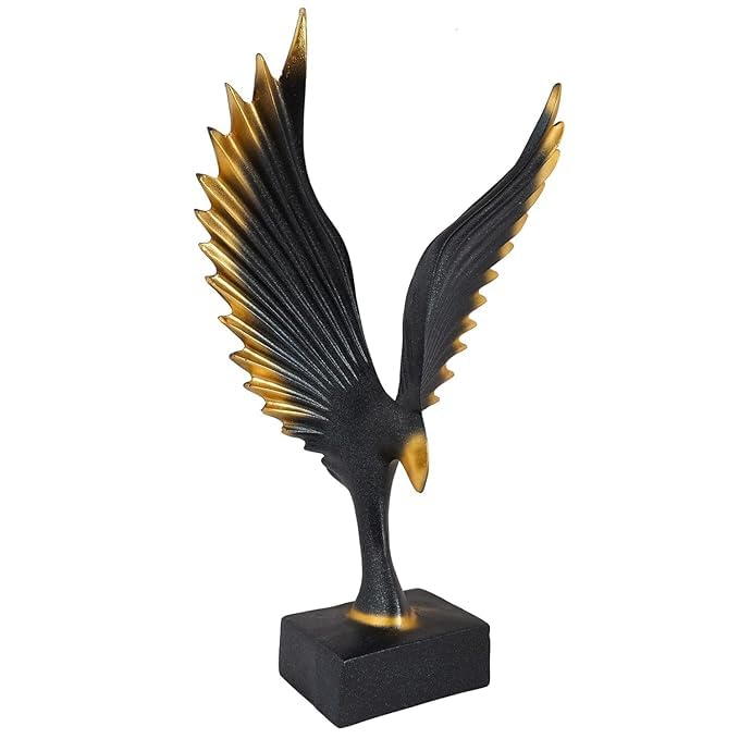 Image of Resin Eagle Wing Figurines Sculptures Home Decor Showpiece Feng Shui Vastu Eagle Wing Statue for Home Decor Showpiece (Multicolor) (Black)