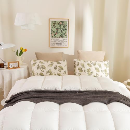 Image of ECOCOTT 2 Pack Pillowcase King Size, Leaf Pattern Pillow Cases Set - 100% Cotton Pillow Covers with Envelope Closure (King, 20 inchx36 inch)