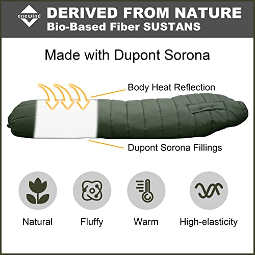 onewind XL Top Quilt with Footbox, Deluxe Quilt Poncho Recycled Nylon Fabric Dupont Sorona Filling Lightweight and Portable Hammock Over Quilt Sleeping Bag Alternative for Camping Backpacking Hiking - Thumbnail 3