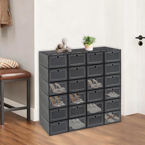 Cajas de zapatos con puerta abatible de plástico modular negro 4
