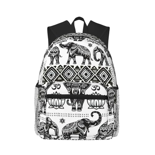 Sac à dos imprimé éléphant bohème noir classique taille unique multi-usage