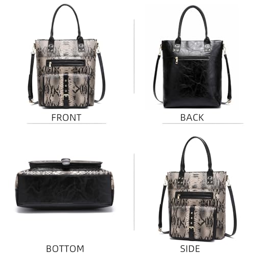 Tote Bags for Women Snake Printed Large Top Handle Handbags Ladies Hobo Purse with Pockets Zipper PU Leather Crossbody Bag2