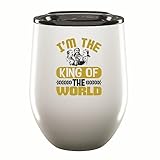 Geek Gift I Am The King Of The World Themed Bday 68th Birthday Anniversary Present Ideas for Men Women and Teens 12oz Wine Tumbler Cup