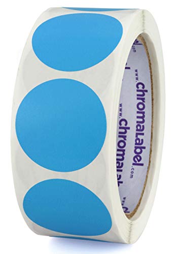 ChromaLabel 1-1/2 Inch Round Permanent Color-Code Dot Stickers, 500 per Roll, Light Blue
