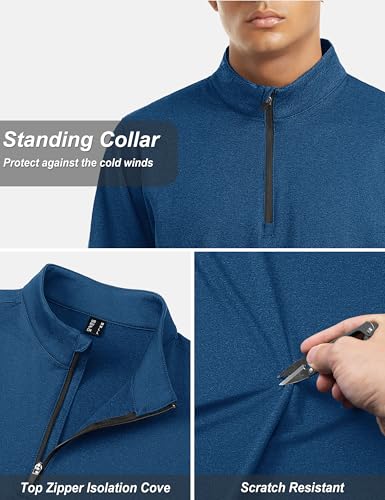 Image of TACVASEN Men's Sports Shirts 1 /4 Zip Long Sleeve Fleece Lined Running Workout Pullover Tops Sweatshirt