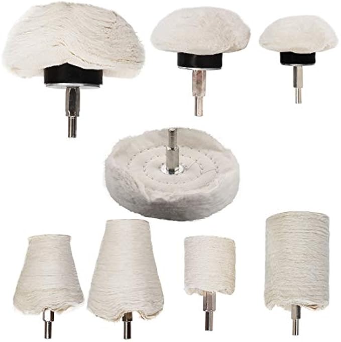ANWTOTU Polishing Buffing Wheel for Drill - 8Pcs, Polishing Wheel Kit with 1/4 inches Hex Shafts for Manifold/Aluminum/Stainless Steel/Chrome