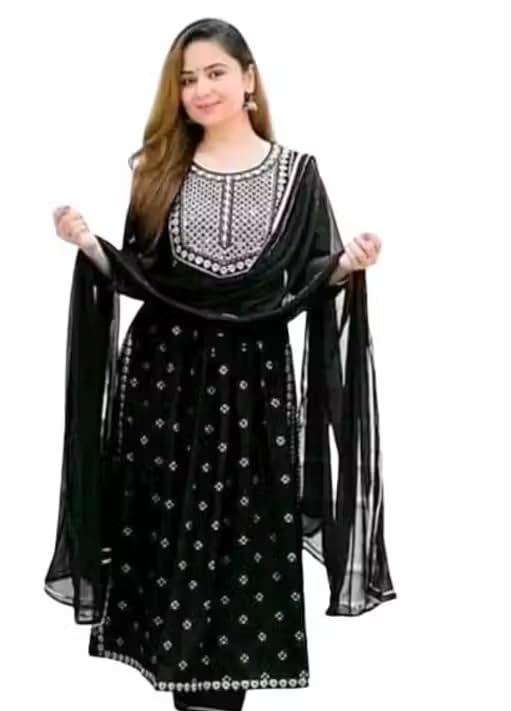Women's Embroidered Anarkali Maxi Dress, Pink, Mirror Work, Long Sleeve, Ethnic Indian Wear with Dupatta (in, Alpha, 2XL, Regular, Maroon)-image-32