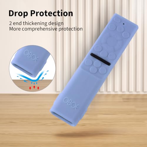 Image of Oboe Silicone Tv Remote Cover Compatible with Samsung Smart Tv Remote 2026 Model BN59-01498A Key Cover Case with Lanyard (B-Glow in Dark Blue) REMOT E NOT Included