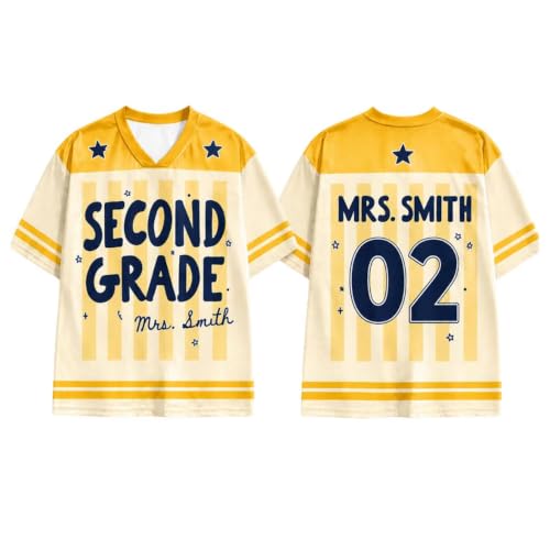 Custom School Spirit Jersey, Custom Grade Teacher Jersey, Back to School Baseball Tee Multi miniatura 4