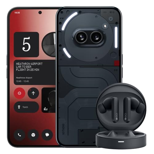 Nothing Phone (2a) 12+256GB – Smartphone con Nothing OS 2.5 – Negro + CMF by Nothing Buds Pro Auriculares inalámbricos – Gris Scuro