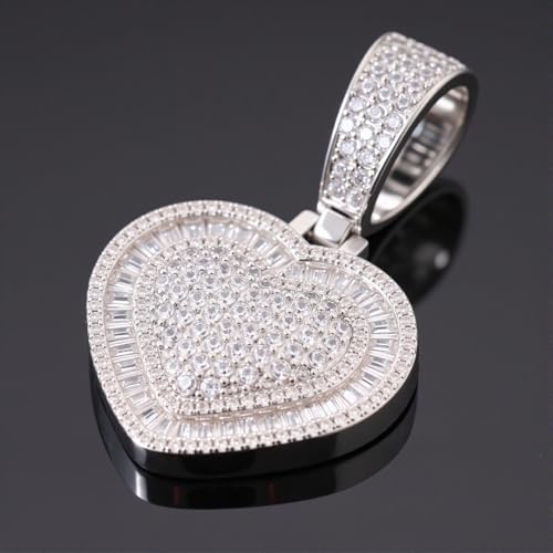 Lulu Mel Silver Heart Necklace 14K Gold Plated Heart Pendant Cubic Zirconia Necklace for Women Men, Iced Out Love Necklace Jewelry Gift Valentine's Day/Mother's Day/Christmas/Anniversary/Birthday Gift3
