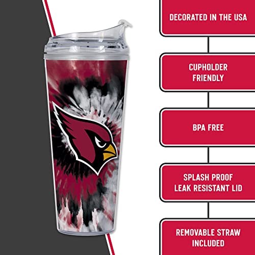 Image of Rico Industries NFL Football Glitter 24oz Acrylic Glitter Tumbler with Hinged Lid, Officially Licensed Double Wall Tumbler with Straw