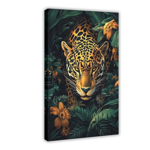 Cadeau affiche sur toile jaguar brésilien et motifs tribaux pour chambre