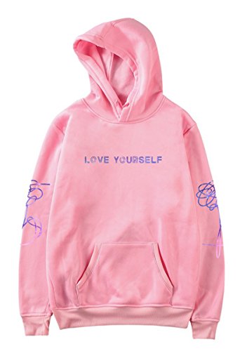SIMYJOY Lovers Korea Pop Love Yourself Cielo Stellato Felpe con Cappuccio KPOP Pullover Korea POPHip Hop Felpa Top per Uomo Donna Adolescente Rosso 4XL